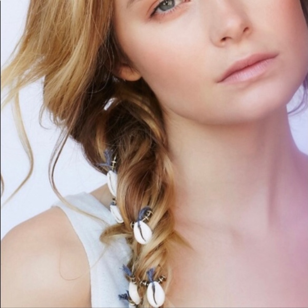 Free People beachy keen hair rings in white.